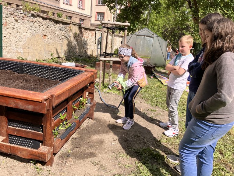 Jahodový záhon na školskom dvore