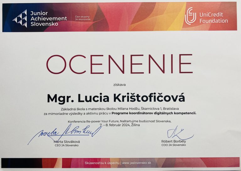 Ocenenie nášho pedagóga