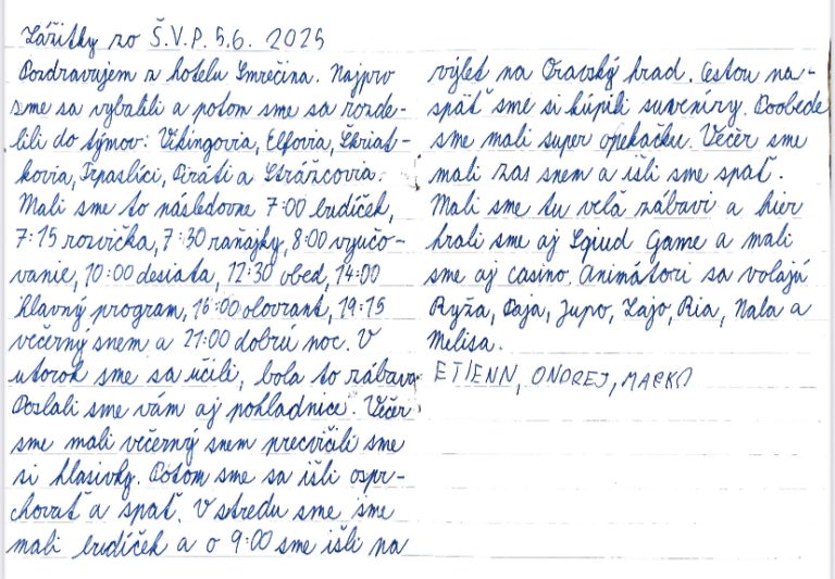 Škola v prírode – Zázrivá 2025